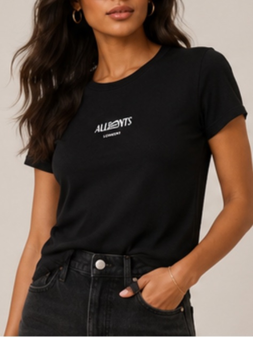 All Saints Black Short Sleeve Logo Tee